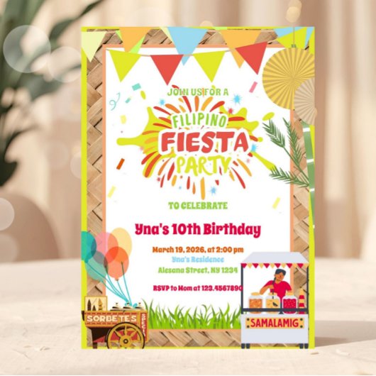 Invitation Fête d'anniversaire festive philippine