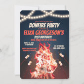Invitation Fête d'anniversaire Feu de joie Rustique feu et gu (Devant)