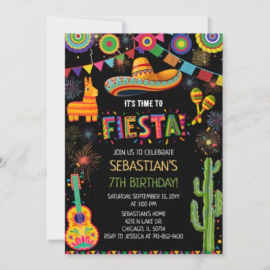 Invitation Fête d'anniversaire Fiesta mexicaine (Devant)