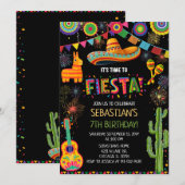 Invitation Fête d'anniversaire Fiesta mexicaine (Devant / Derrière)