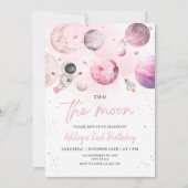 Invitation Fête d'anniversaire fille astronaute espace extra- (Devant)
