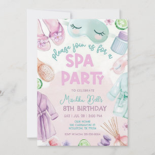Invitation Fête d'anniversaire fille jour de spa rose Glamour