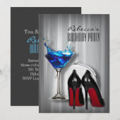 Invitation fête d'anniversaire fille martini talon aiguille s (Devant / Derrière)