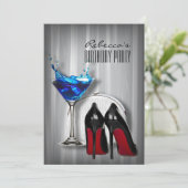 Invitation fête d'anniversaire fille martini talons aiguilles (Debout devant)