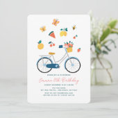 Invitation Fête d'anniversaire Fille Papillons Fruits Fleurs (Debout devant)