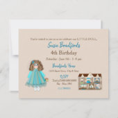 Invitation Fête d'anniversaire, fille, poupée bébé & poupée (Dos)