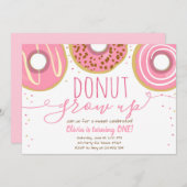 Invitation Fête d'anniversaire fille rose Donut n'arrête pas  (Devant / Derrière)