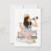 Invitation Fête d'anniversaire fille rose et or (Devant)