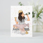 Invitation Fête d'anniversaire fille rose et or (Debout devant)