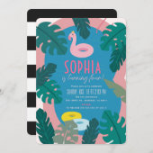 Invitation Fête d'anniversaire Fille Rose Tropicale Soirée Pi (Devant / Derrière)