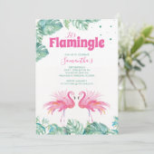 Invitation Fête d'anniversaire flamant rose aquarelle mignonn (Debout devant)