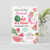 Invitation Fête d'anniversaire Flamant rose Watermelon Girl (Debout devant)