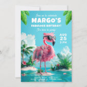 Invitation Fête d'anniversaire Flamingo Fiesta (Devant)