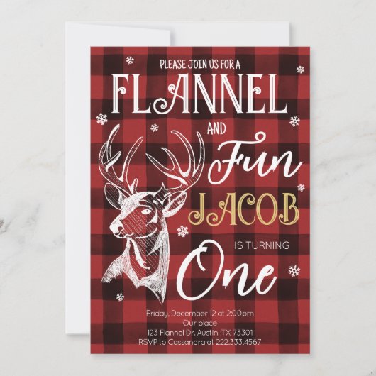 Invitation Fête d'anniversaire Flannel et Fun (Devant)
