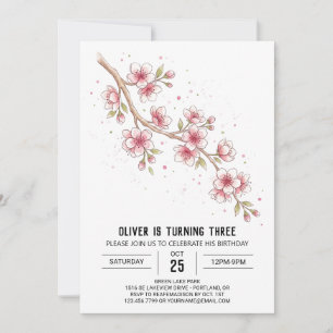 Invitation Fête d'anniversaire Fleur de cerisier rose