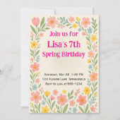 Invitation Fête d'anniversaire Fleur de Printemps (Devant)