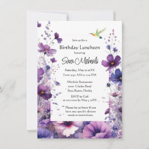 Invitation Fête d'anniversaire Fleur d'Hibiscus Pourpre