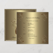 Invitation Fête d'anniversaire Fleur Or 40e (Devant / Derrière)