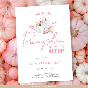 Invitation Fête d'anniversaire Fleur Rose Automne Petite Citr