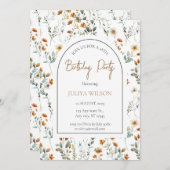 Invitation Fête d'anniversaire fleur sauvage (Devant / Derrière)