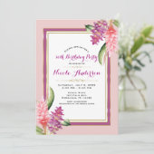 Invitation Fête d'anniversaire Fleur tropicale Orchidée Rose (Debout devant)