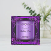 Invitation Fête d'anniversaire Fleur violet Image diamant (Debout devant)