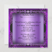 Invitation Fête d'anniversaire Fleur violet Image diamant (Dos)