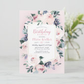 Invitation Fête d'anniversaire fleurie botanique (Debout devant)