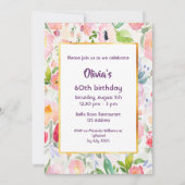 Invitation Fête d'anniversaire fleurons roses blanc (Devant)