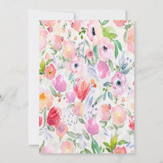 Invitation Fête d'anniversaire fleurons roses blanc (Dos)