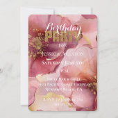 Invitation Fête d'anniversaire Fleurs Burgundy Blush Pailleté (Devant)