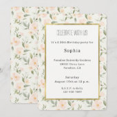 Invitation Fête d'Anniversaire Fleurs de Pêcher (Devant / Derrière)