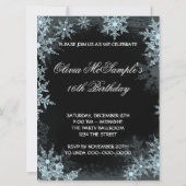 Invitation Fête d'anniversaire Flocon de neige bleu d'hiver (Dos)