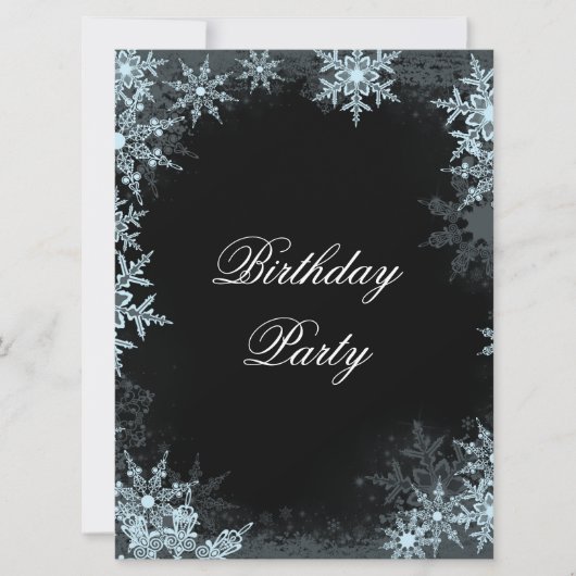 Invitation Fête d'anniversaire Flocon de neige bleu d'hiver (Devant)