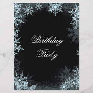 Invitation Fête d'anniversaire Flocon de neige bleu d'hiver
