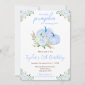 Invitation Fête d'anniversaire Floral Citrouille Bleu (Devant)