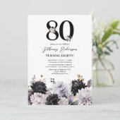 Invitation Fête d'anniversaire Floral Élégant 80 ans (Debout devant)