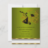 Invitation Fête d'anniversaire Floral Vert Blanc Noir Or (Dos)