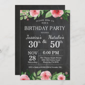 Invitation Fête d'anniversaire florale adulte de joint de (Devant / Derrière)