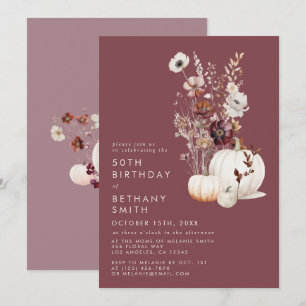 Invitation Fête d'anniversaire florale automnale fantaisiste