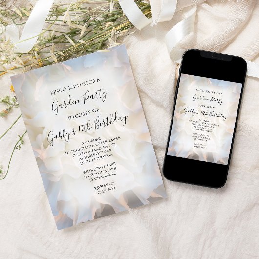 Invitation Fête d'anniversaire Florale Carnation blanche