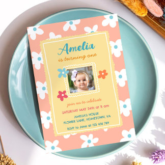 Invitation Fête d'anniversaire florale colorée