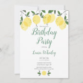 Invitation Fête d'anniversaire florale de citrons élégants et (Devant)