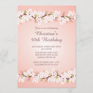 Invitation Fête d'anniversaire florale de fleur moderne de