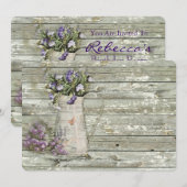 Invitation fête d'anniversaire florale de lavande élégante de (Devant / Derrière)