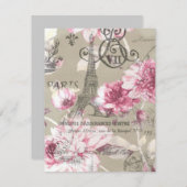 Invitation fête d'anniversaire florale de Paris de Tour (Devant / Derrière)