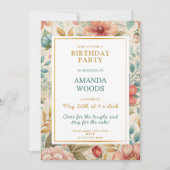 Invitation Fête d'anniversaire florale design (Devant)