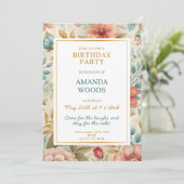 Invitation Fête d'anniversaire florale design (Debout devant)
