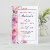 Invitation Fête d'anniversaire florale élégante (Debout devant)
