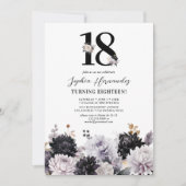 Invitation Fête d'anniversaire florale élégante 18 ans (Devant)